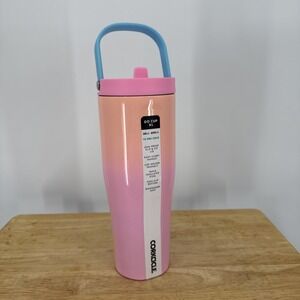 NWT Corkcicle Go Cup XL 30oz Varsity Purple Insulated Tumbler Handle Lid Ombré